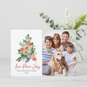 4 PHOTO Holly Berry kerstboomgroet Feestdagenkaart (Staand voorkant)