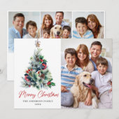 4 PHOTO Holly Berry kerstboomgroet Feestdagenkaart (Voorkant / Achterkant)