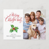 4 PHOTO Holly Berry Mistletoe kerstgroet Feestdagenkaart (Voorkant)