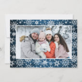 4 PHOTO-kerstfeestjes, roestvast blauw hout Feestdagenkaart (Achterkant)