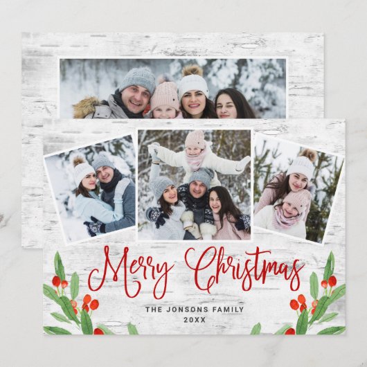 4 PHOTO-kerstfeestmaal roestvrij Feestdagenkaart (Voorkant / Achterkant)