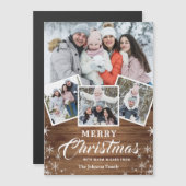 4 PHOTO-Kerstmis Roestvast hout Magnetische kaart (Voorkant / Achterkant)