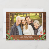 4 PHOTO Kerstmis Rustisch Bruin Hood Greet Feestdagenkaart (Achterkant)