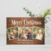 4 PHOTO Kerstmis Rustisch Bruin Hood Greet Feestdagenkaart (Staand voorkant)