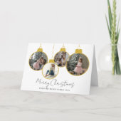 4 photo Merry Christmas bauble Photo Card Bedankkaart (Voorkant)