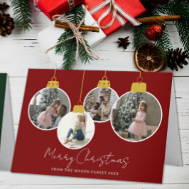 4 photo Merry Christmas bauble Photo Card Bedankkaart