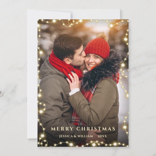 4 PHOTO Merry Kerstmis Gold Sparkle Greep Feestdagenkaart (Voorkant)