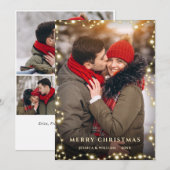 4 PHOTO Merry Kerstmis Gold Sparkle Greep Feestdagenkaart (Voorkant / Achterkant)