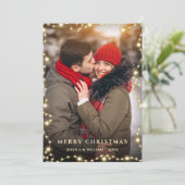 4 PHOTO Merry Kerstmis Gold Sparkle Greep Feestdagenkaart (Staand voorkant)