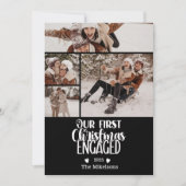 4 Photo Minimalist First Christmas Engaged Feestdagenkaart (Voorkant)