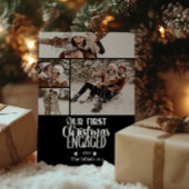 4 Photo Minimalist First Christmas Engaged Feestdagenkaart