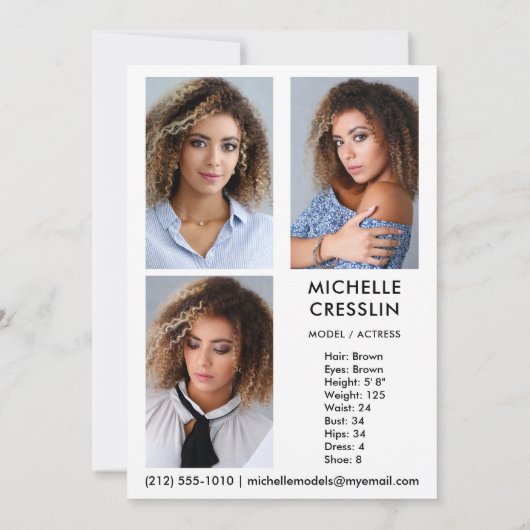 4 Photo Model Actor Comp Zed Card 5 x 7 Kaart (Achterkant)