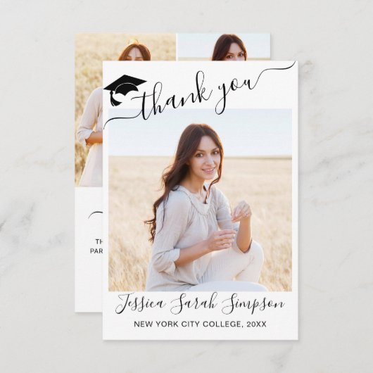 4 PHOTO Modern Eenvoudig Minimalistisch Afstuderen Bedankkaart (Voorkant / Achterkant)