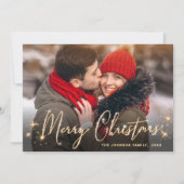 4 PHOTO Modern Gouden Kerst-kerstfeest Vakantie C Feestdagenkaart (Voorkant)