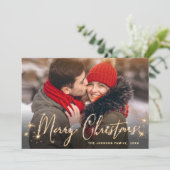 4 PHOTO Modern Gouden Kerst-kerstfeest Vakantie C Feestdagenkaart (Staand voorkant)