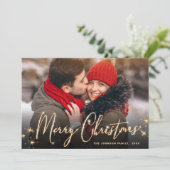 4 PHOTO Modern gouden kerstgroet Feestdagenkaart (Staand voorkant)