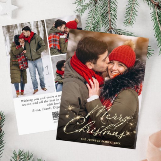 4 PHOTO Modern gouden kerstgroet Feestdagenkaart