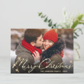 4 PHOTO Modern gouden kerstgroet Feestdagenkaart (Staand voorkant)