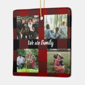 4 photo red and black buffalo plaid keramisch ornament (Links)