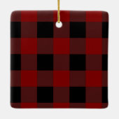 4 photo red and black buffalo plaid keramisch ornament (Achterkant)