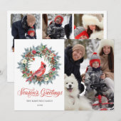 4 PHOTO Red Kardinaal kerstgeschut Feestdagenkaart (Voorkant / Achterkant)