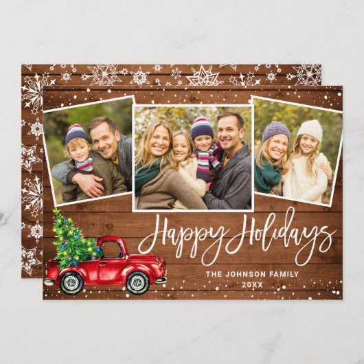 4 PHOTO Retro Kerstmis Rustige Twitter Feestdagenkaart (Voorkant / Achterkant)