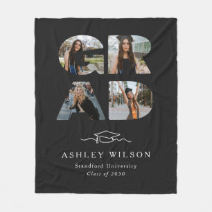 4 Photo Script Zwart Afstuderen Fleece Deken
