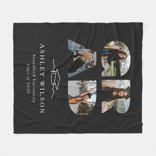4 Photo Script Zwart Afstuderen Fleece Deken (Voorkant (Horizontaal))