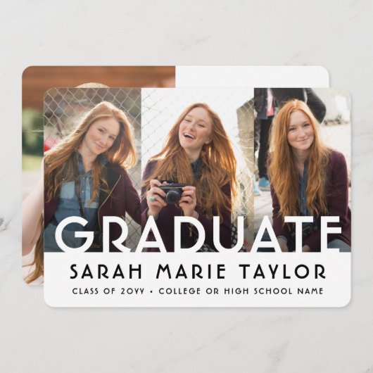 4 Photo Simple Modern Bold Typography Graduation Aankondiging (Voorkant / Achterkant)