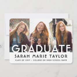 4 Photo Simple Modern Bold Typography Graduation Aankondiging