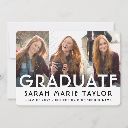 4 Photo Simple Modern Bold Typography Graduation Aankondiging (Voorkant)