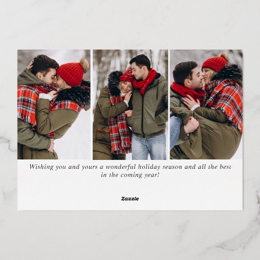 4 PHOTO Sparkle Merry-kerstgroet Gold Folie Feestdagenkaart (Achterkant)