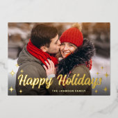 4 PHOTO Sparkle Merry-kerstgroet Gold Folie Feestdagenkaart (Voorkant)