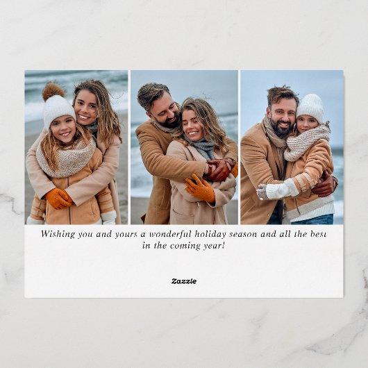 4 PHOTO Sparkle Merry-kerstgroet Gold Folie Feestdagenkaart (Achterkant)