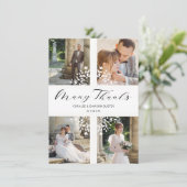 4 Photos Collage Minimalist Branches Wedding Bedankkaart (Staand voorkant)