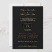 4 photos Fake Golden Black Trendy Collage Wedding Kaart (Achterkant)