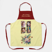 4 photos grandchildren floral burgundy schort (Voorkant)