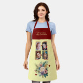 4 photos grandchildren floral burgundy schort (Gedragen)