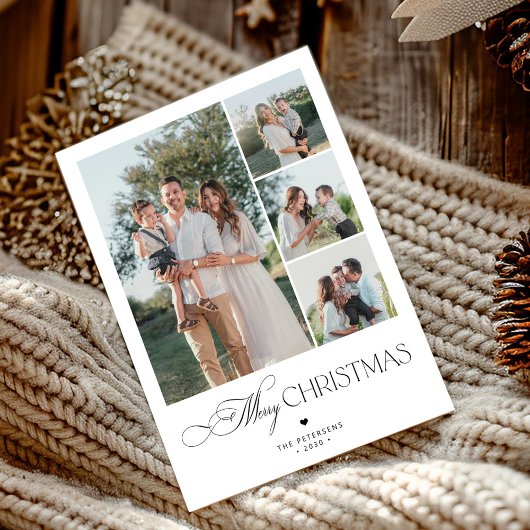 4 photos minimalist elegant Merry Christmas Feestdagenkaart