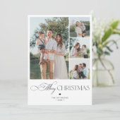 4 photos minimalist elegant Merry Christmas Feestdagenkaart (Staand voorkant)