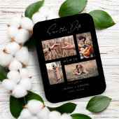 4 Photos Modern Collage Wedding Wimshical Script Magneet