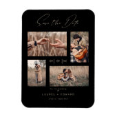 4 Photos Modern Collage Wedding Wimshical Script Magneet (Verticaal)