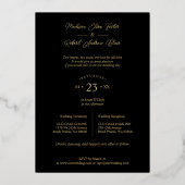 4 photos Real Golden Black Trendy Collage Wedding Folie Uitnodiging (Achterkant)