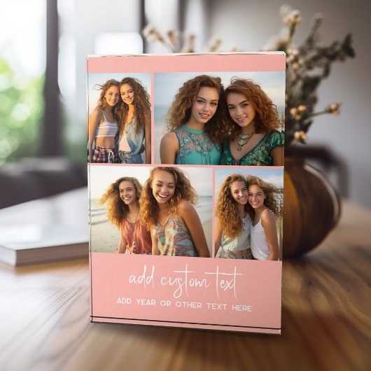 4 Pic Collage - eenvoudig, minimaal roze en script Fotoblokken