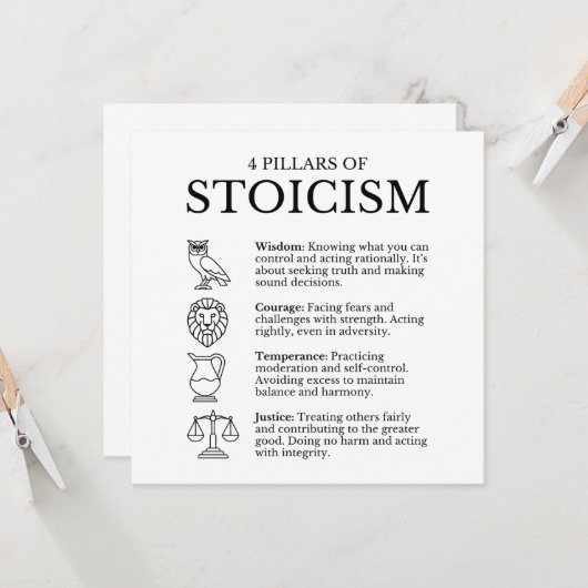 4 pijlers van het stoïcisme kaart (Voorkant / Achterkant in situ)