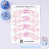 4 Pink Girl Bat Mitzvah Custom Cupcake Wrappers Flyer (Enkel)