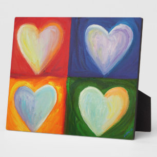 4 Rainbow Love Hearts Art Print Plaques Fotoplaat