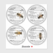 4 Realistische bijen 2,75-inch honingvoedingetiket Sticker (Vel)