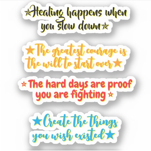 4 Recovery Quotes | Motivational & Inspirational Sticker (Voorkant)