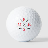 4 Red Initials Monogram with Golf-Clubs Golfballen (Voorkant)